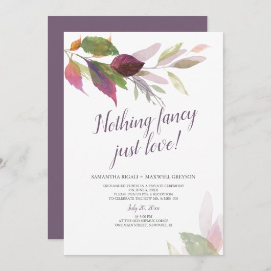 Elopement Weddenschap niets Fancy gewoon liefde Kaart (Voorkant / Achterkant)