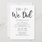 Elopement Wedding I Do Times 2 = We hebben uitgeno Kaart (Voorkant)