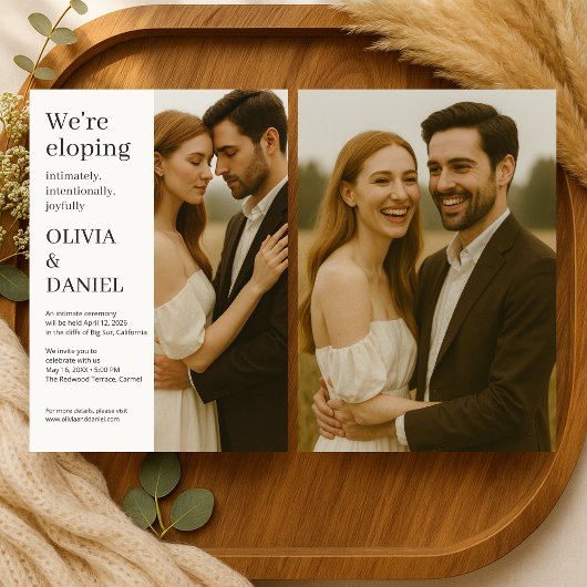 Elopement Wedding Modern Elegant Minimalist Photo  Kaart