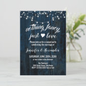 Elopement Wedding Navy Blue Wood-uitnodiging Save The Date (Staand voorkant)