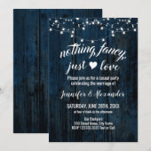 Elopement Wedding Navy Blue Wood-uitnodiging Save The Date (Voorkant / Achterkant)