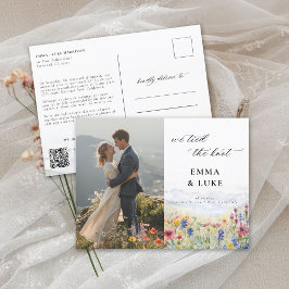 Elopement Wildflowers Mountain Photo QR Wedding Briefkaart