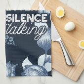 Eloquent Silence Quote Art voor Serene Decor Theedoek (Quarter Fold)