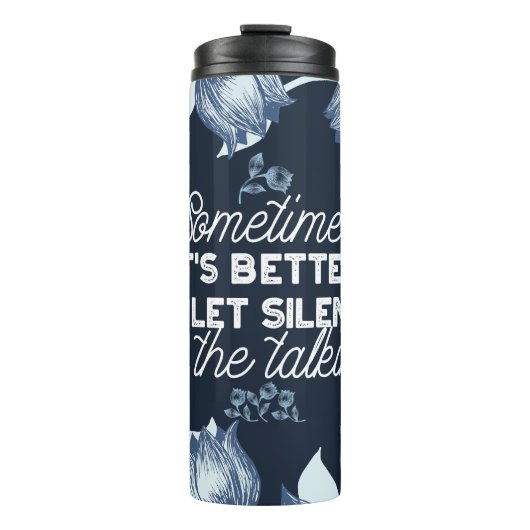Eloquent Silence Quote Art voor Serene Decor Thermosbeker (Voorkant)
