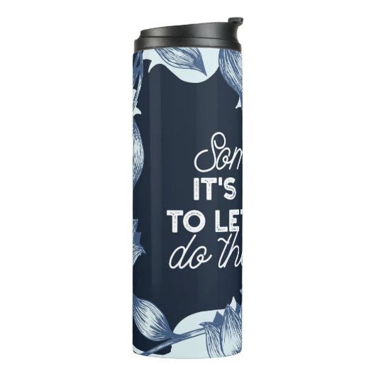 Eloquent Silence Quote Art voor Serene Decor Thermosbeker (Gedraaid links)