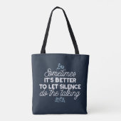 Eloquent Silence Quote Art voor Serene Decor Tote Bag (Achterkant)