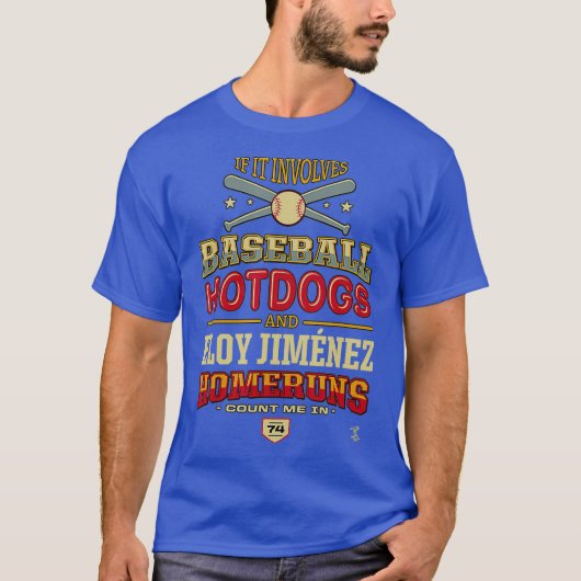 Eloy Jimenez als het gaat om honkbal hotdogs T-shirt (Voorkant)