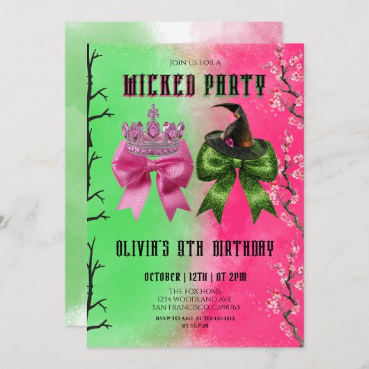 Elphaba & Glinda Thema Verjaardag Kaart (Voorkant / Achterkant)