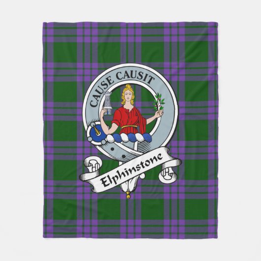 Elphinstone Clan Badge Tartan Pset Fleece Deken (Voorkant)