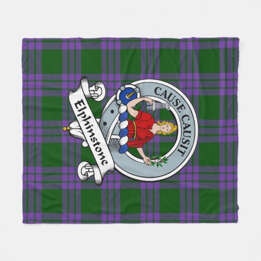 Elphinstone Clan Badge Tartan Pset Fleece Deken (Voorkant (Horizontaal))