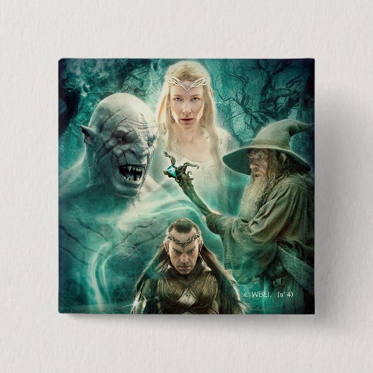 ELROND™, Azog, Galadriel en Gandalf Graphic Vierkante Button 5,1 Cm (Voorkant)