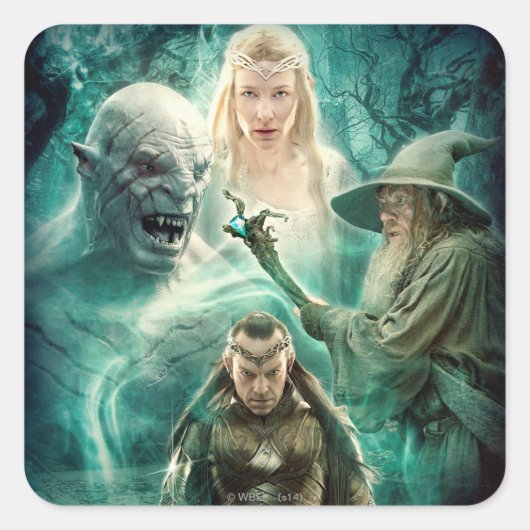ELROND™, Azog, Galadriel en Gandalf Graphic Vierkante Sticker (Voorkant)