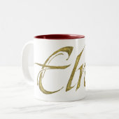 ELROND™-naam getextureerd Tweekleurige Koffiemok (Voorkant links)