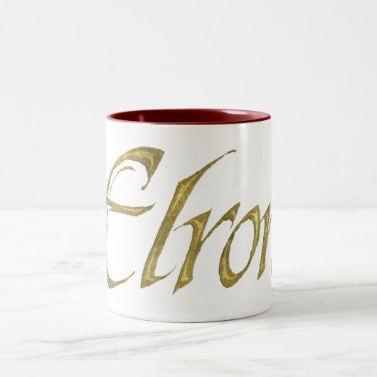 ELROND™-naam getextureerd Tweekleurige Koffiemok (Center)