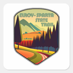 Elroy-Sparta State Trail Kleuren Vierkante Sticker