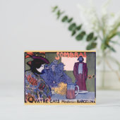 "Els Quatre Gats" kartel modernista de Ramón Casas Briefkaart (Staand voorkant)
