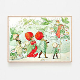 Elsa Beskow Aardbei Koning en Koningin Poster