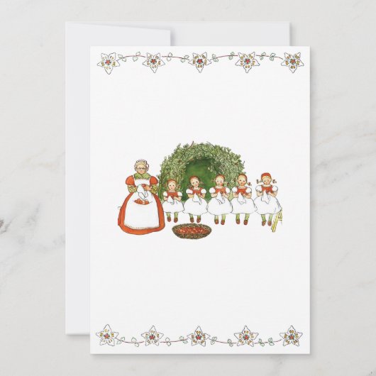 Elsa Beskow Aardbei Meisjes Verjaardag Uitnodiging (Achterkant)