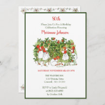 Elsa Beskow Aardbei Meisjes Verjaardag Uitnodiging