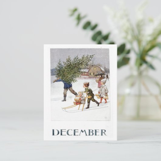  Elsa Beskow December Briefkaart (Staand voorkant)