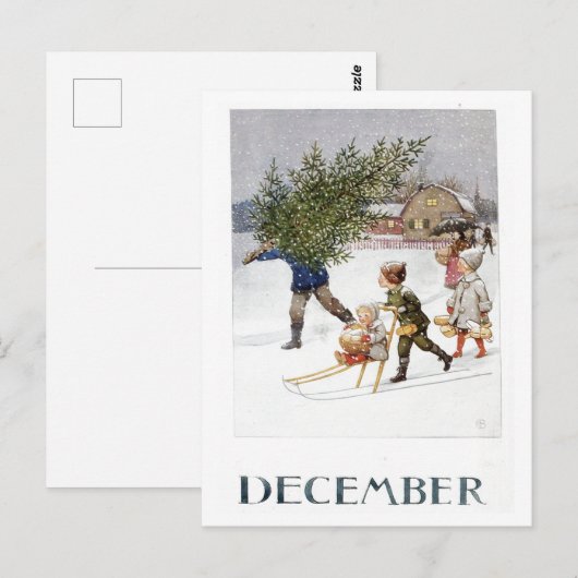 Elsa Beskow December Briefkaart (Voorkant / Achterkant)