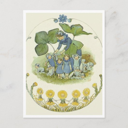  Elsa Beskow Flower Fairy Briefkaart (Voorkant)