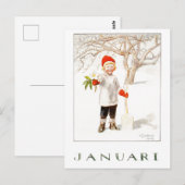 Elsa Beskow Januari Briefkaart (Voorkant / Achterkant)