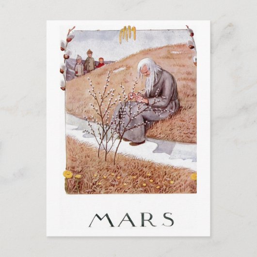 Elsa Beskow maart Briefkaart (Voorkant)