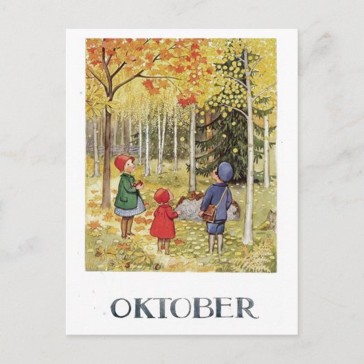  Elsa Beskow Oktober Briefkaart (Voorkant)