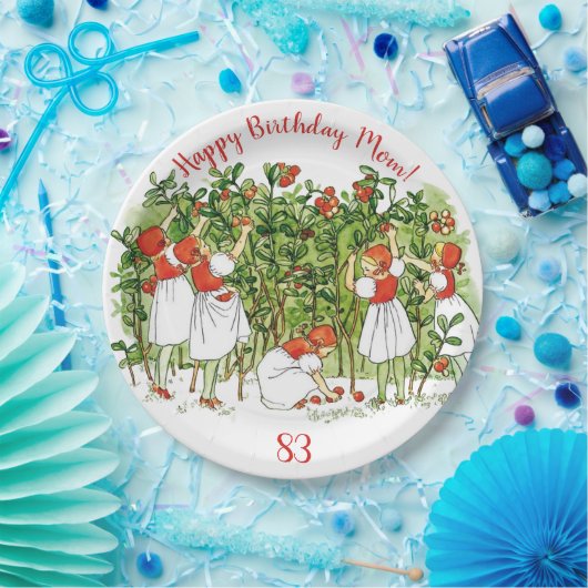 Elsa Beskow Schattige aardbei meisje Papieren Bordje (Feest)