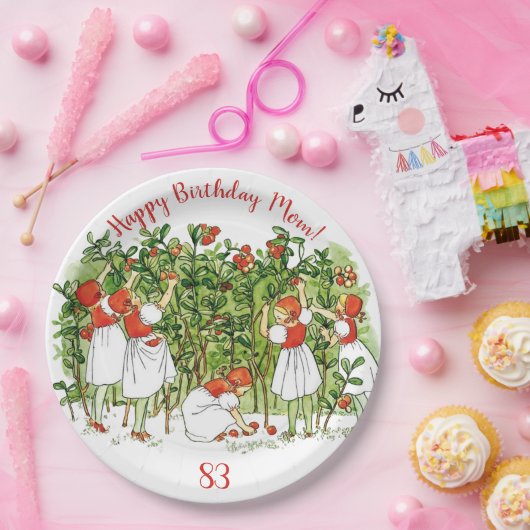 Elsa Beskow Schattige aardbei meisje Papieren Bordje (Feest)