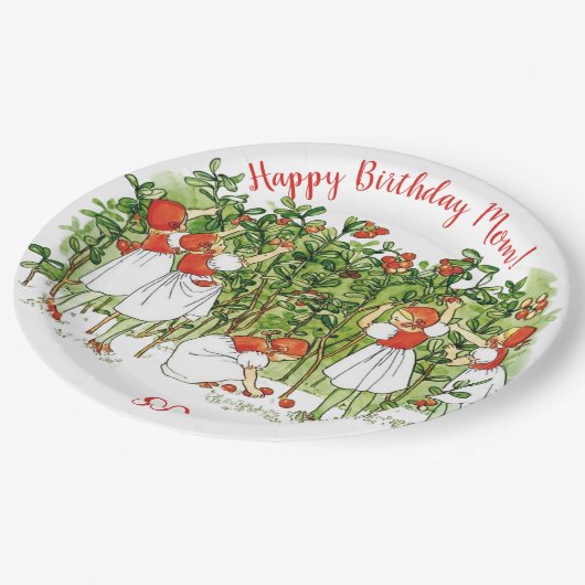 Elsa Beskow Schattige aardbei meisje Papieren Bordje (Gekanteld)