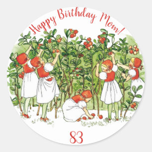 Elsa Beskow Schattige aardbei meisje Ronde Sticker