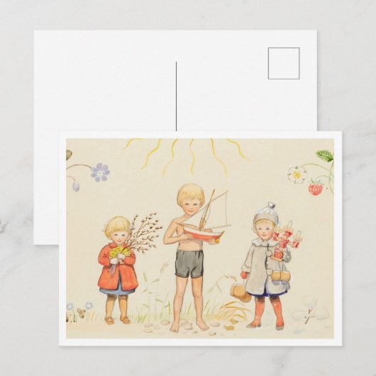  Elsa Beskow Seizoenen en Kinderen Briefkaart (Voorkant / Achterkant)