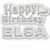 Elsa Happy Birthday silver Aufkleber Sticker (Voorkant)
