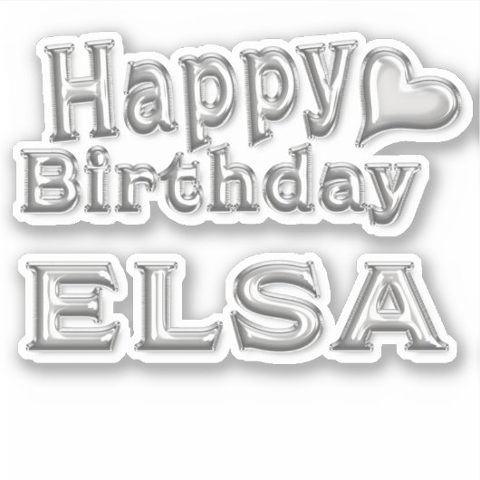Elsa Happy Birthday silver Aufkleber Sticker (Voorkant)