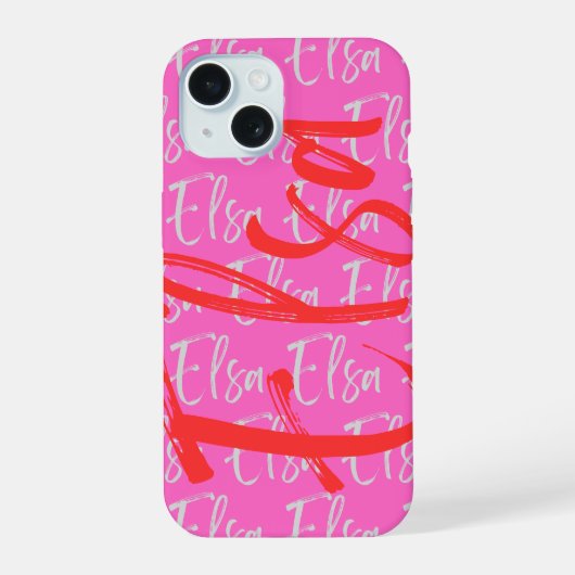 Elsa Herhalend Naam Patroon iPhone 15 Case (Achterkant)