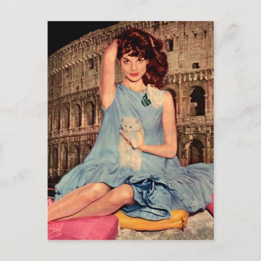 Elsa Martinelli en white kitten Briefkaart (Voorkant)
