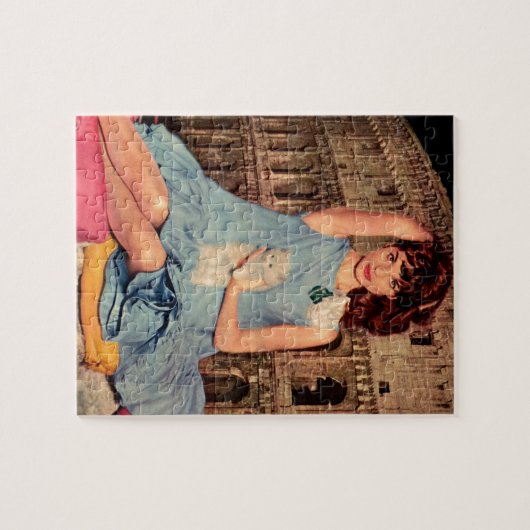 Elsa Martinelli en white kitten Legpuzzel (Horizontaal)