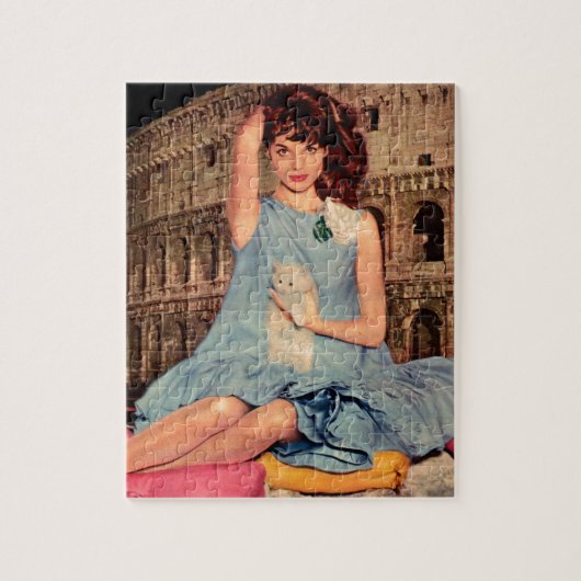 Elsa Martinelli en white kitten Legpuzzel (Verticaal)
