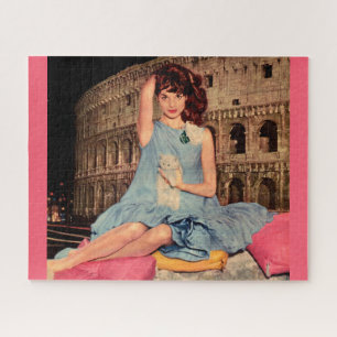 Elsa Martinelli en white kitten Legpuzzel