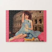 Elsa Martinelli en white kitten Legpuzzel (Horizontaal)