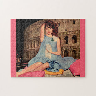 Elsa Martinelli en white kitten Legpuzzel