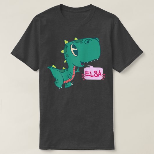 ELSA - Mooie meisjesnaam met schattige Dinosaur T-shirt (Design voorkant)