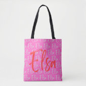 Elsa Repeating Name Pattern Tote Bag (Voorkant)