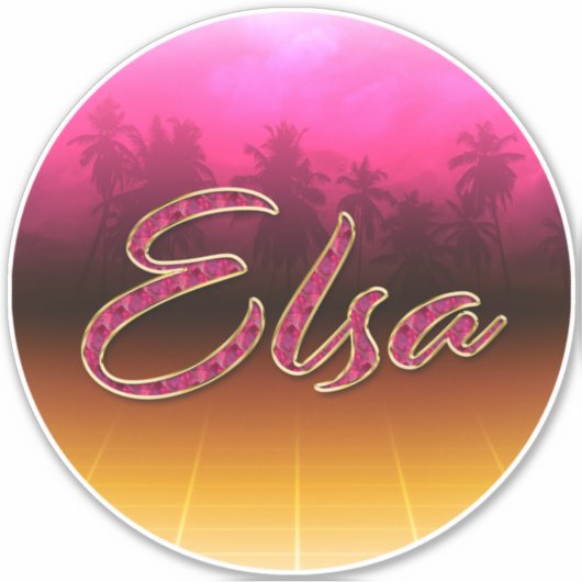 Elsa Vorname Name golden pink Aufkleber Sticker (Voorkant)