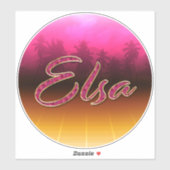 Elsa Vorname Name golden pink Aufkleber Sticker (Vel)