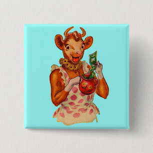 Elsie de Koe, geldmanager Vierkante Button 5,1 Cm