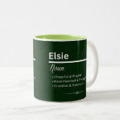 Elsie Personalized Girl Name Meaning Coffee Mug Tweekleurige Koffiemok (Voorkant rechts)