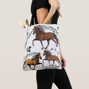 Elska en de Flowers Gaited IJslands paard Tote Bag